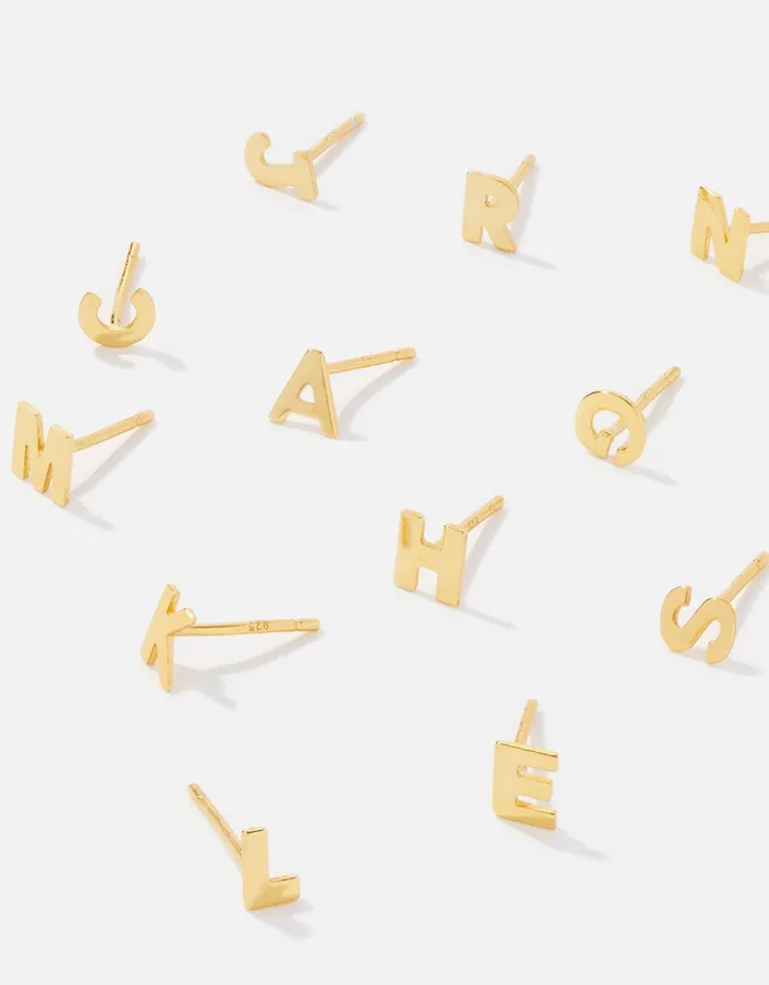 Accessorize GoldPlated Single Initial Stud Gold Gold Women Earrings