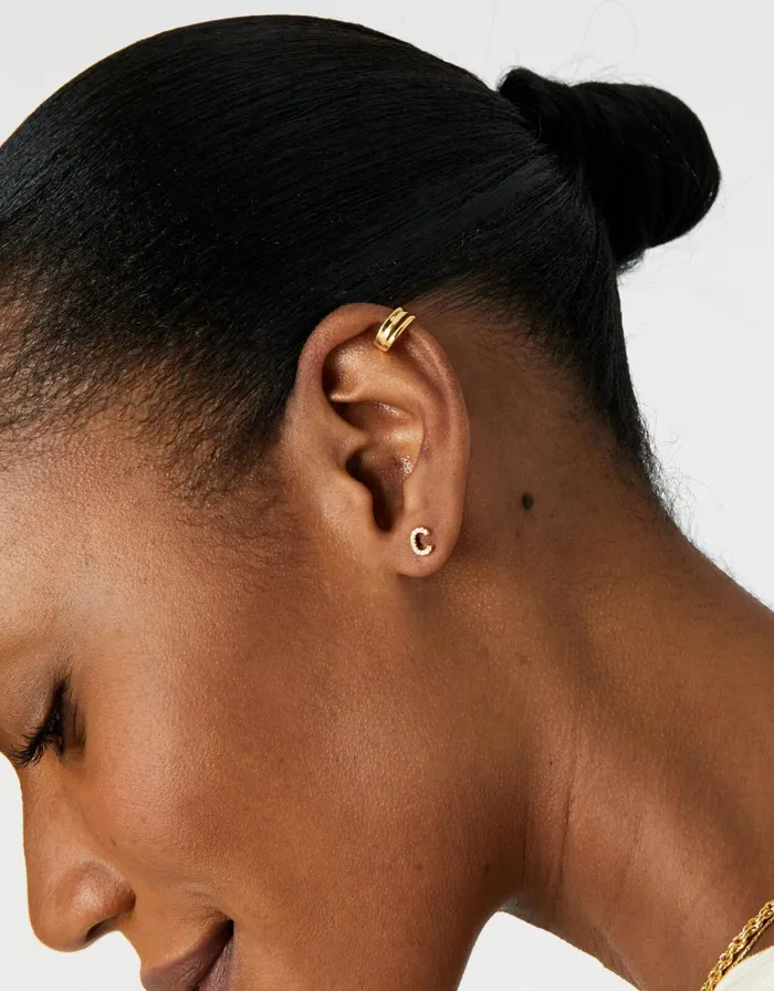 Accessorize GoldPlated Sparkle Initial Single Stud Earring Gold Gold Women Earrings