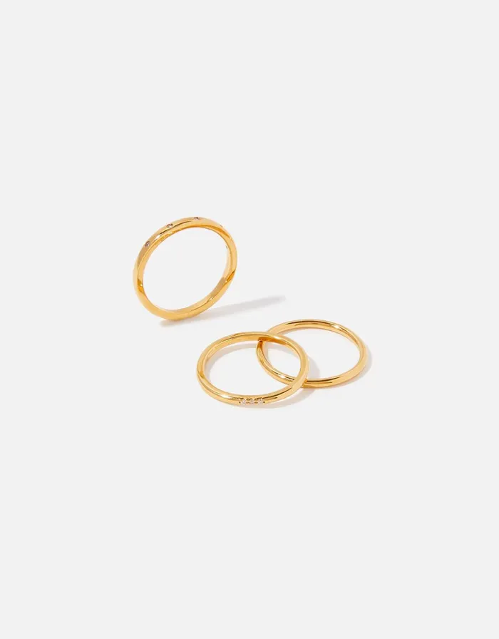 Accessorize GoldPlated Sparkle Stacking Ring Multipack Gold Gold Women Rings
