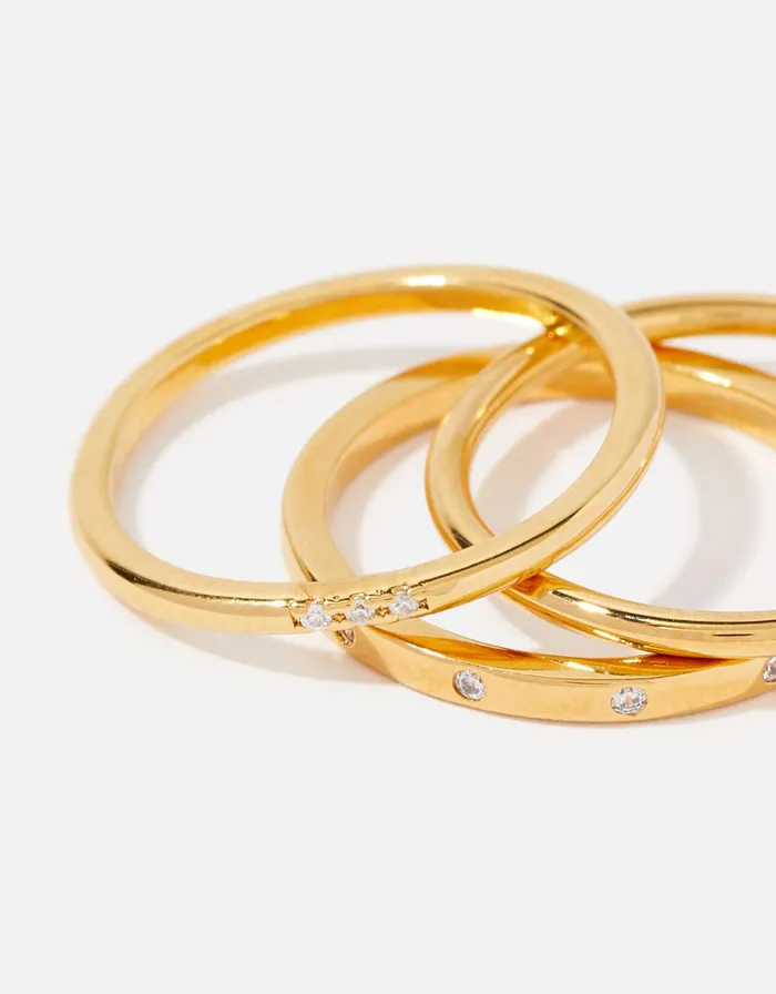 Accessorize GoldPlated Sparkle Stacking Ring Multipack Gold Gold Women Rings