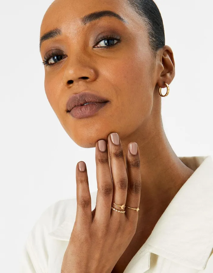 Accessorize GoldPlated Star Moon Stacking Band Ring Set Gold Gold Women Rings