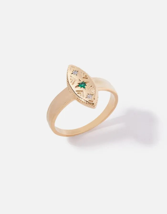 Accessorize GoldPlated Vintage Stone Ring Gold Gold Women Rings