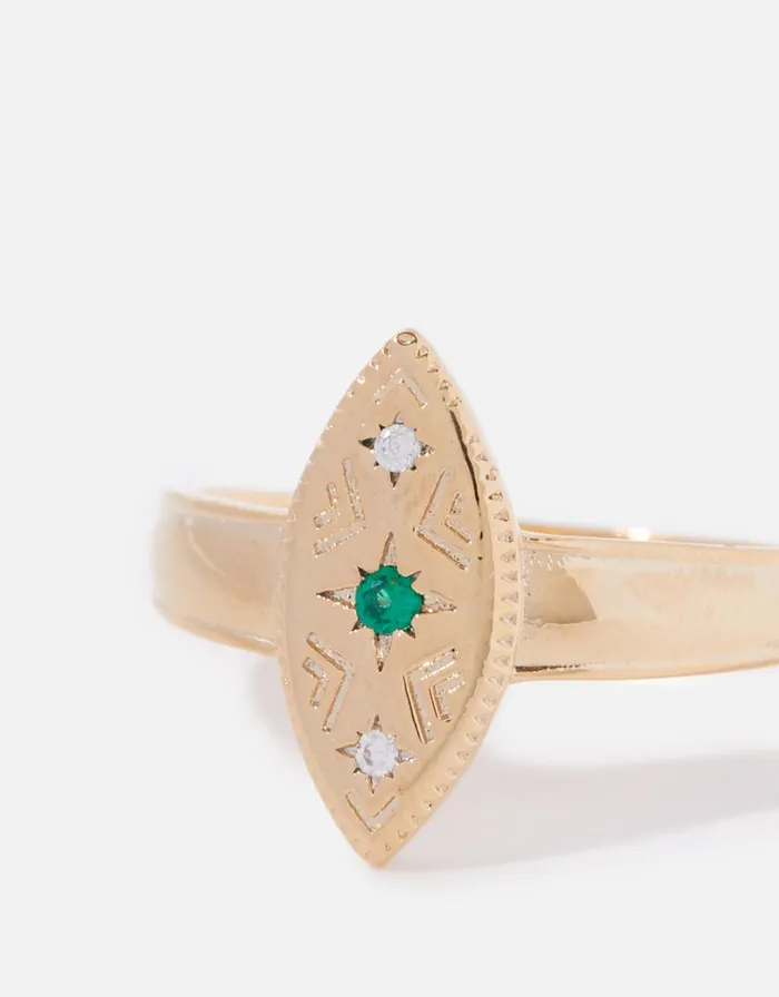 Accessorize GoldPlated Vintage Stone Ring Gold Gold Women Rings