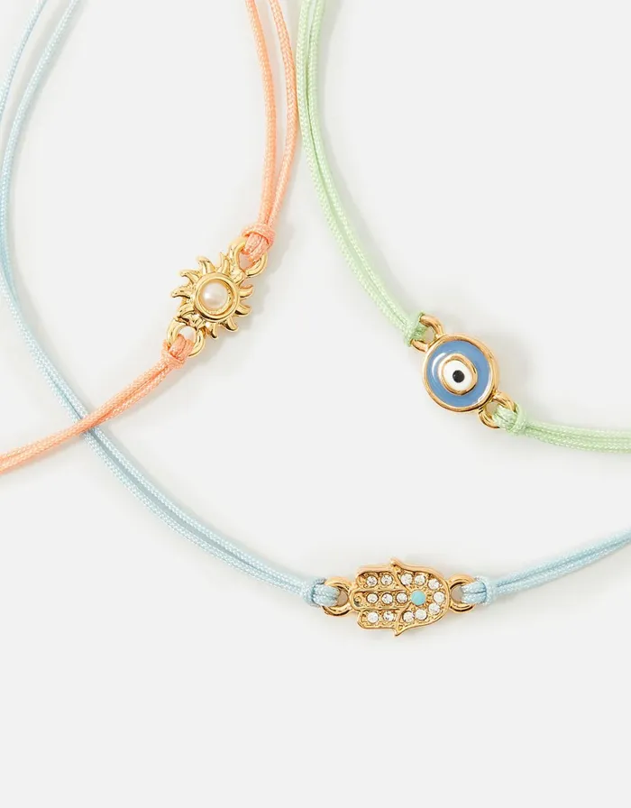 Accessorize Hamsa Hand Threaded Anklet Set Women Anklets