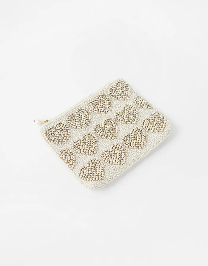 Accessorize Harrie Bridal Heart Beaded Pouch Women Purses and Wallets