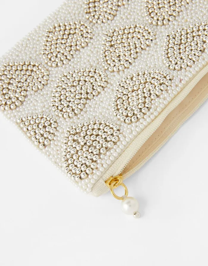 Accessorize Harrie Bridal Heart Beaded Pouch Women Purses and Wallets
