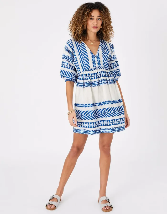 Accessorize Jacquard Dress Blue Blue Women Dresses