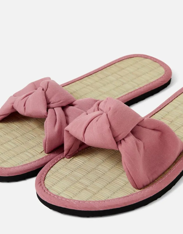 Accessorize Knot Seagrass Sliders Pink Pink Women Sandals and Flip Flops