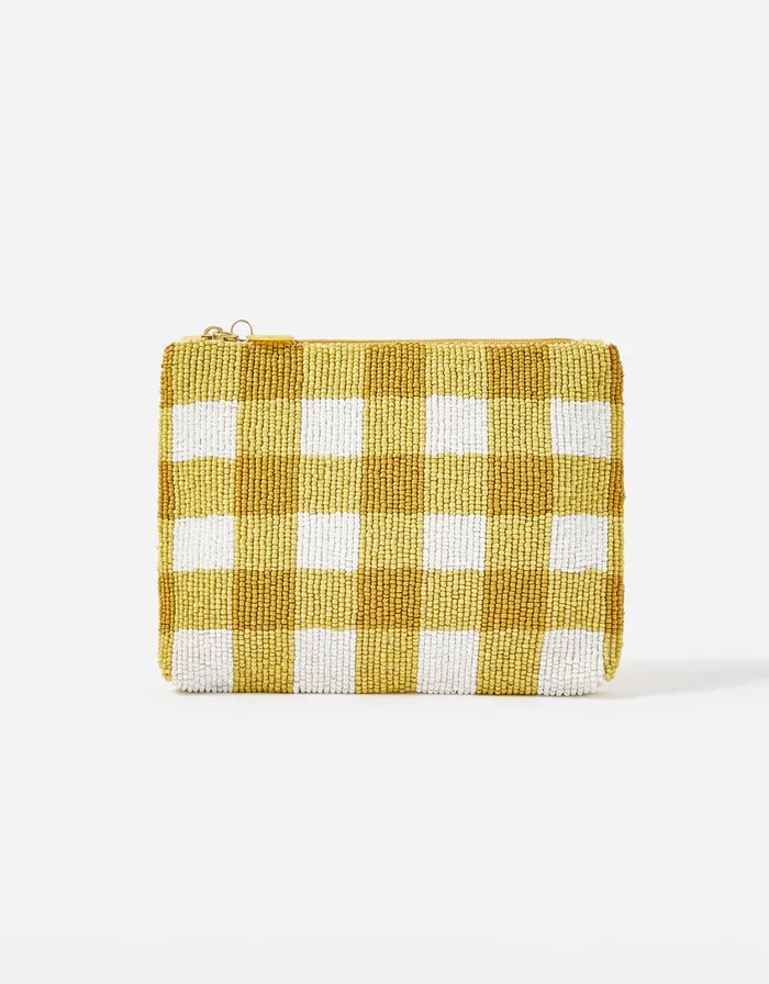 Accessorize Large Gingham Beaded Pouch Women Purses and Wallets