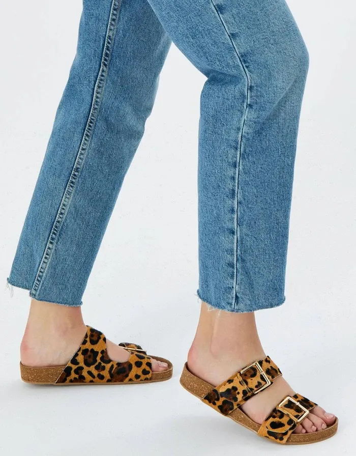 Accessorize Leopard Buckle Footbed Sandals Leopard Leopard Women Sandals and Flip Flops