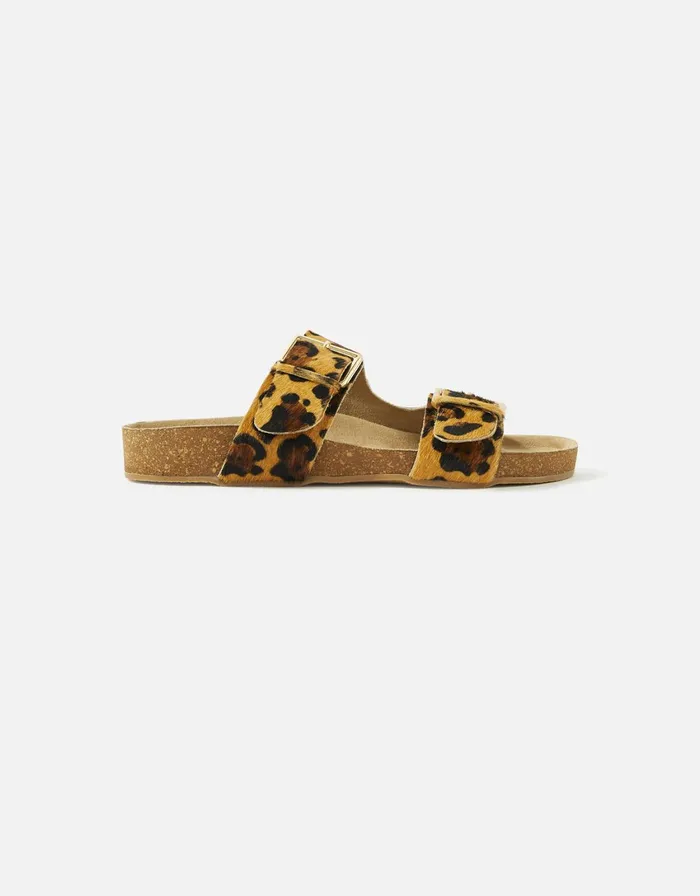 Accessorize Leopard Buckle Footbed Sandals Leopard Leopard Women Sandals and Flip Flops