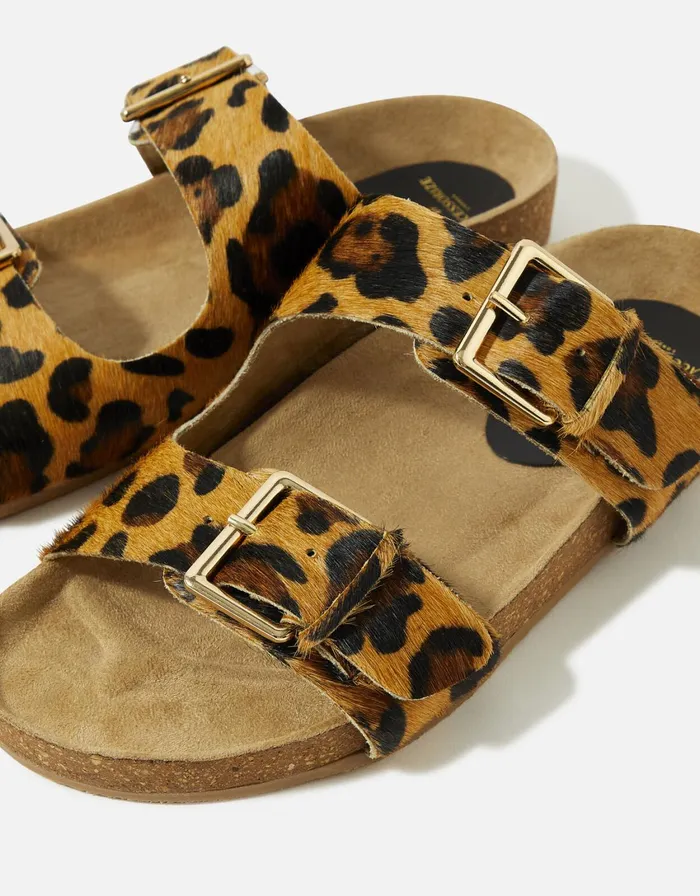 Accessorize Leopard Buckle Footbed Sandals Leopard Leopard Women Sandals and Flip Flops