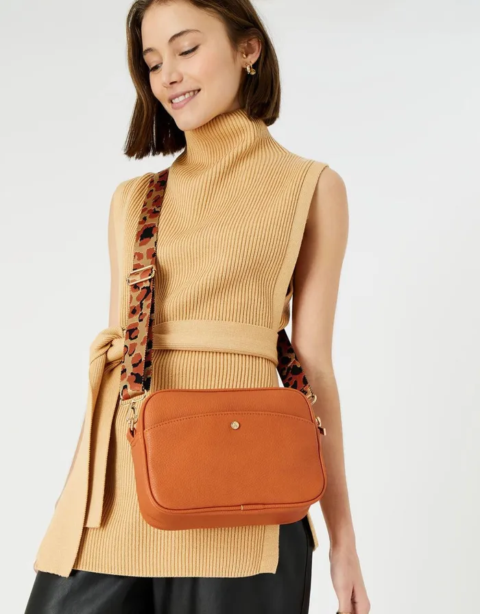 Accessorize Leopard Strap Camera Bag Orange Orange Women CrossBody Bags