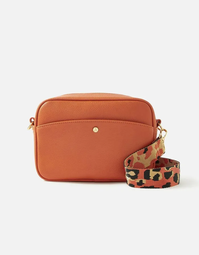 Accessorize Leopard Strap Camera Bag Orange Orange Women CrossBody Bags