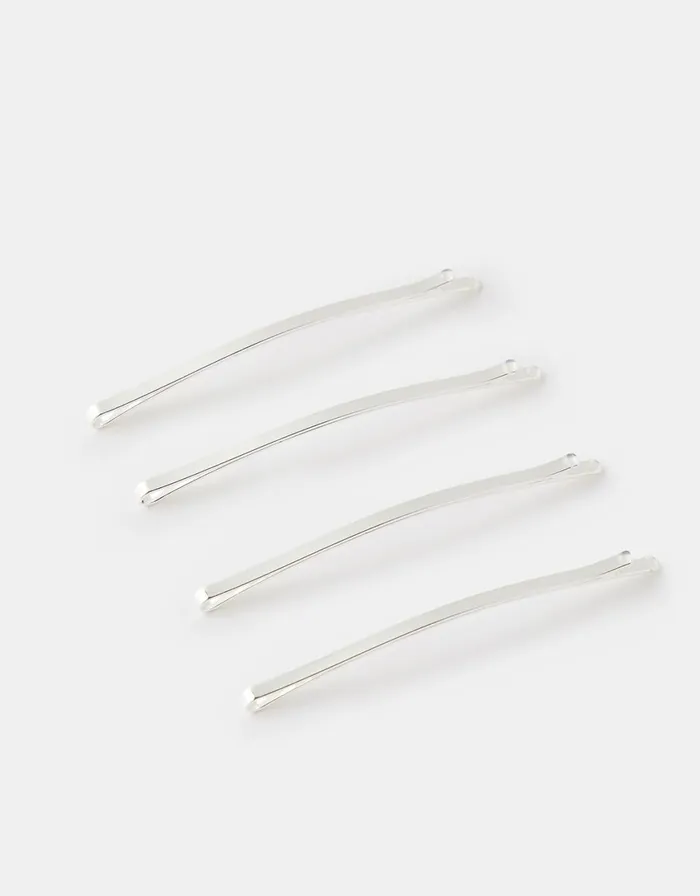 Accessorize Long Metal Curved Hair Slide Set Silver Silver Women Hair Accessories