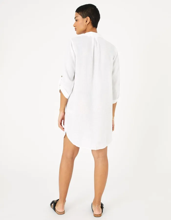 Accessorize Long Sleeve Beach Shirt With LENZING ECOVERO White White Women Tops