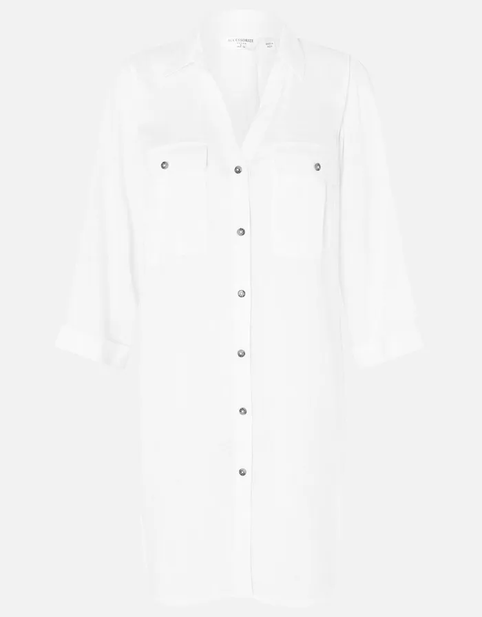 Accessorize Long Sleeve Beach Shirt With LENZING ECOVERO White White Women Tops