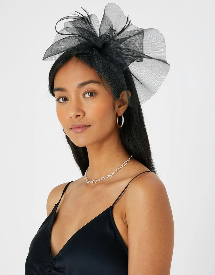 Accessorize Mia Oversized Bow Fascinator Black Women Hats