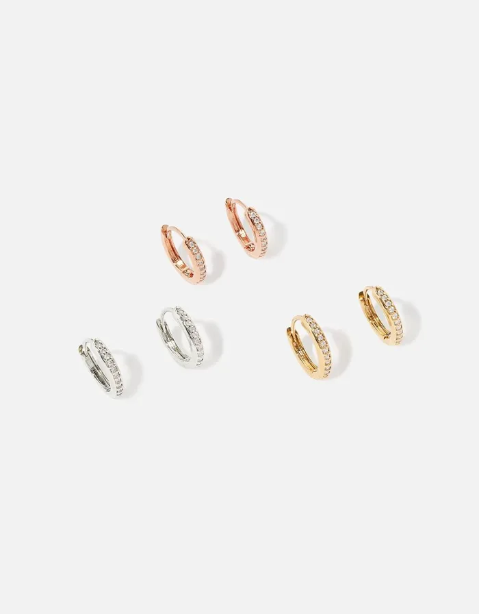 Accessorize Mixed Plate Sparkle Hoop Multipack Women Earrings