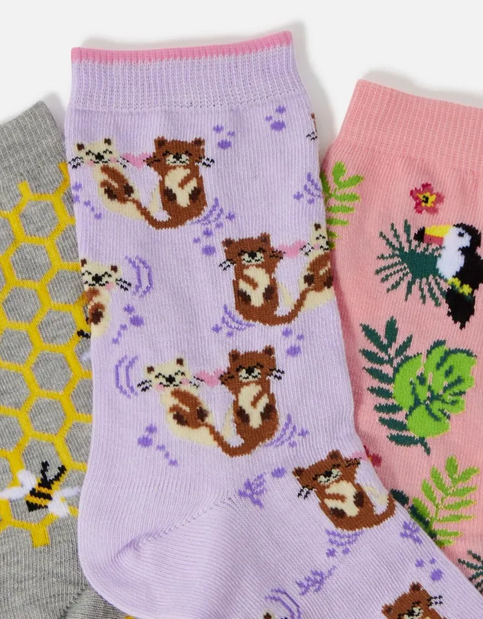 Accessorize Novelty Summer Sock Set Multi Brightsmulti Women Socks and Tights