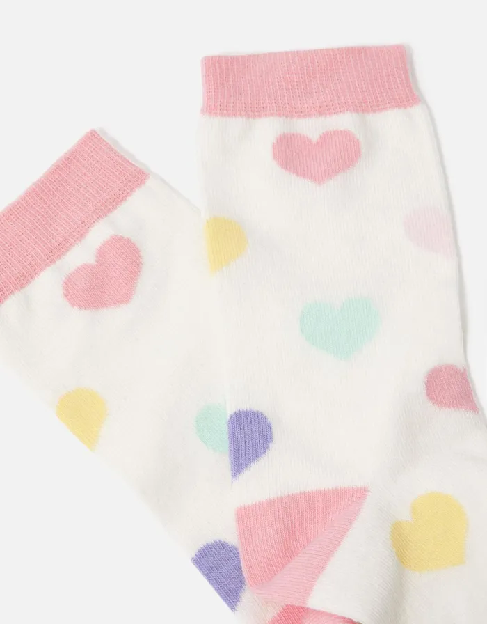 Accessorize Pastel Heart Print Socks Women Socks and Tights