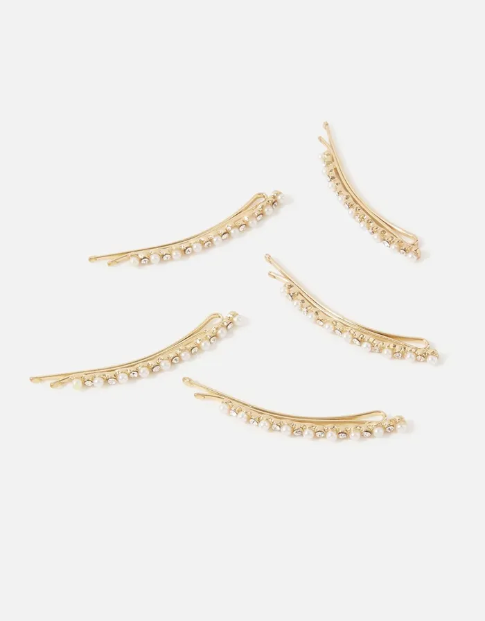 Accessorize Pearl And Diamante Hair Slide Set Women Hair Accessories