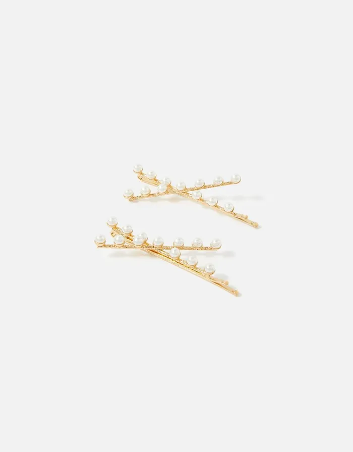Accessorize Pearl Cross Hair Slides Women Hair Accessories