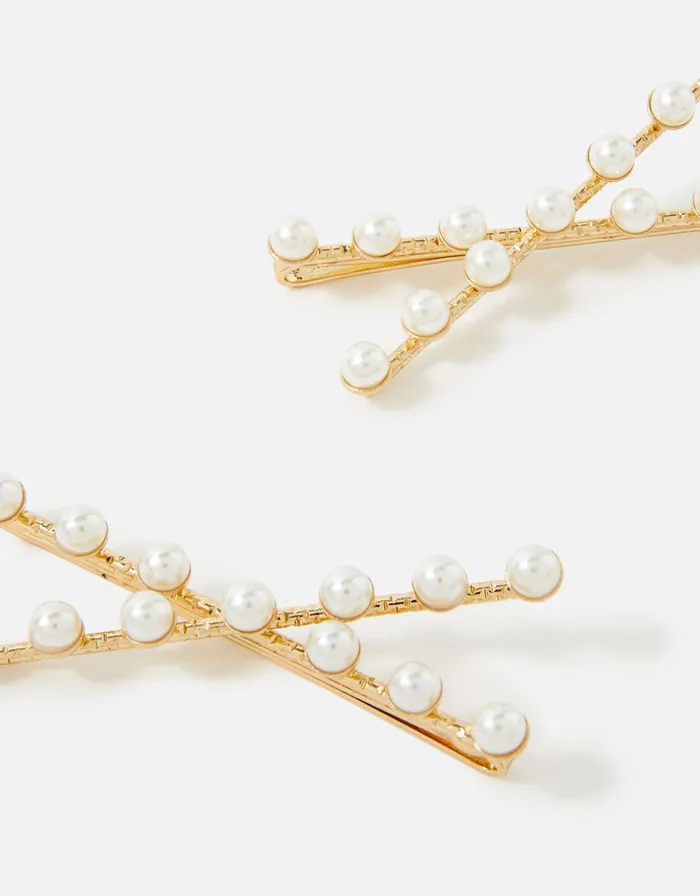 Accessorize Pearl Cross Hair Slides Women Hair Accessories