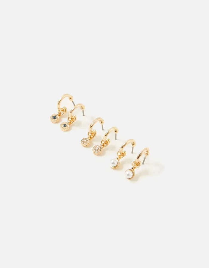 Accessorize Pearl Huggie Hoops Multipack Women Earrings