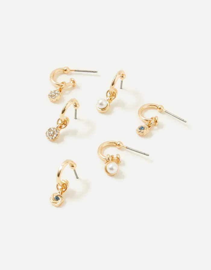 Accessorize Pearl Huggie Hoops Multipack Women Earrings