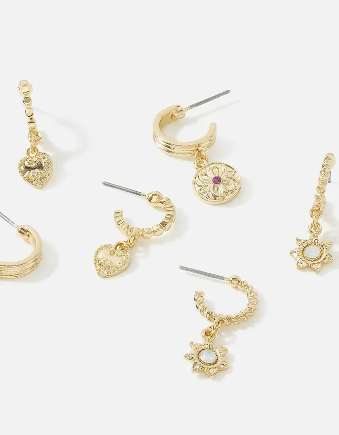 Accessorize Romantic Ramble Engraved Hoop Earring Set Women Earrings