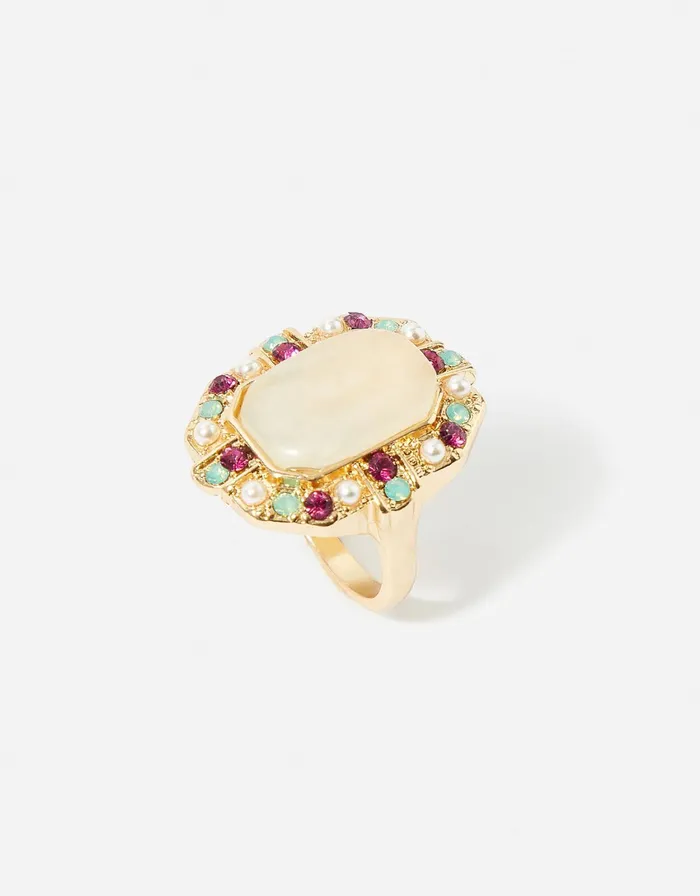 Accessorize Romantic Ramble Statement Stone Ring Multi Pastelmulti Women Rings