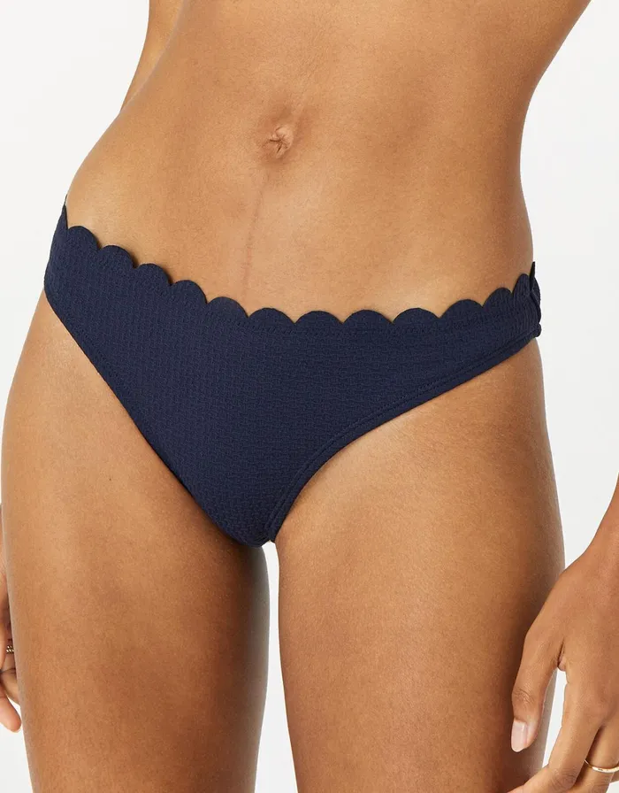 Accessorize Scalloped Trim Bikini Briefs Blue Navy Women Bikinis