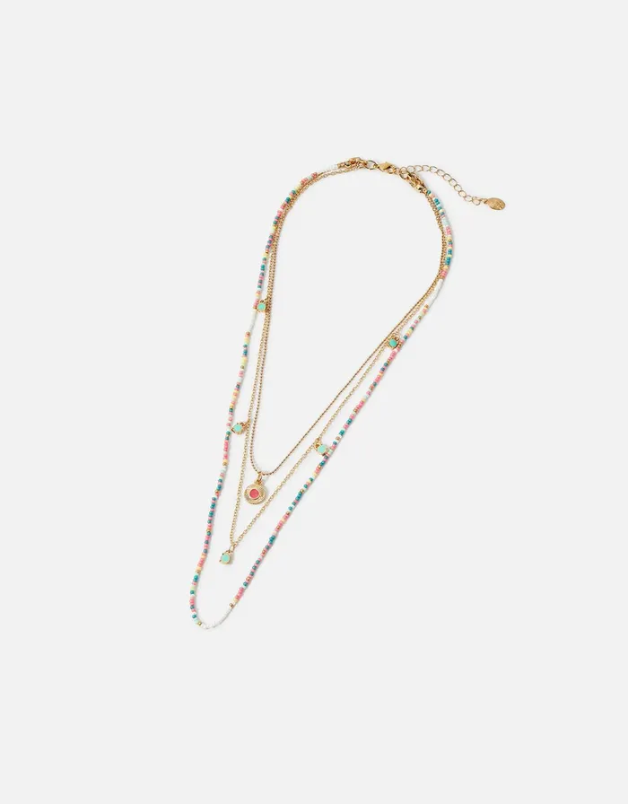 Accessorize Seascape Seedbead And Charm Layered Necklace Women Necklaces