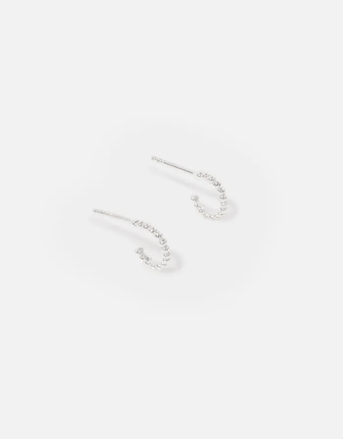 Accessorize Sterling Silver Bobble Huggie Hoops Women Earrings