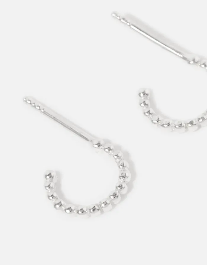 Accessorize Sterling Silver Bobble Huggie Hoops Women Earrings