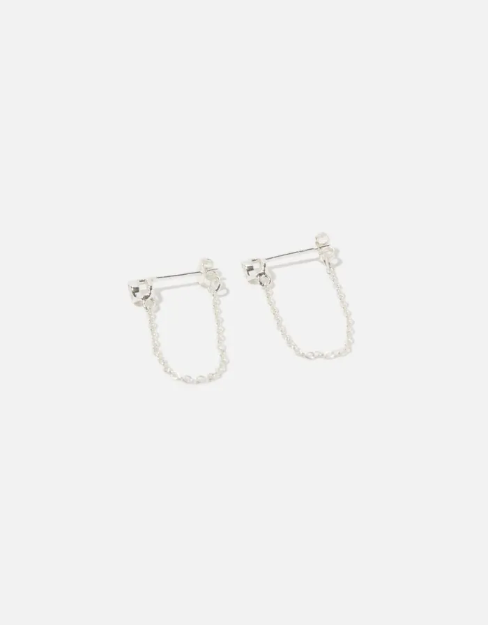 Accessorize Sterling Silver Chain Drop Earrings Women Earrings