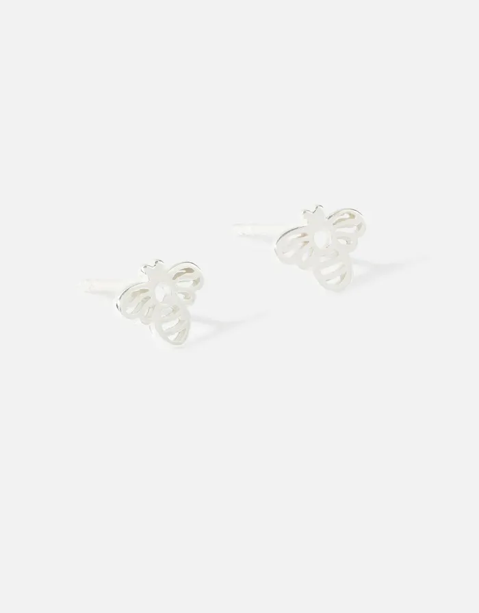Accessorize Sterling Silver CutOut Bee Studs Women Earrings