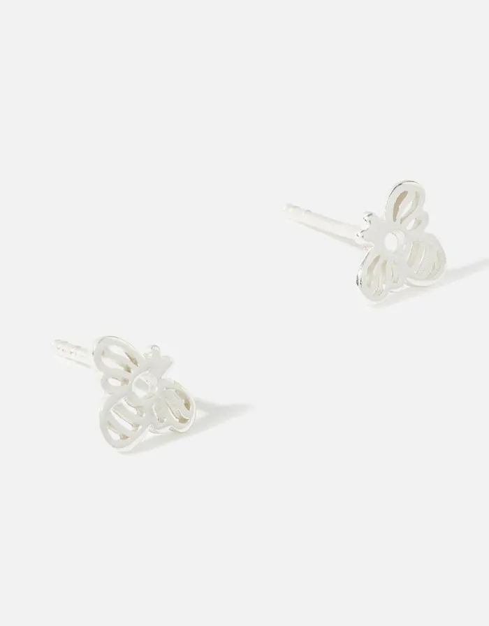 Accessorize Sterling Silver CutOut Bee Studs Women Earrings