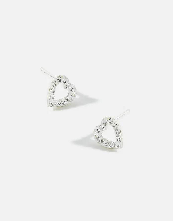 Accessorize Sterling Silver CutOut Heart Studs Women Earrings