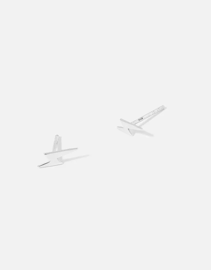 Accessorize Sterling Silver Lightning Bolt Studs Women Earrings