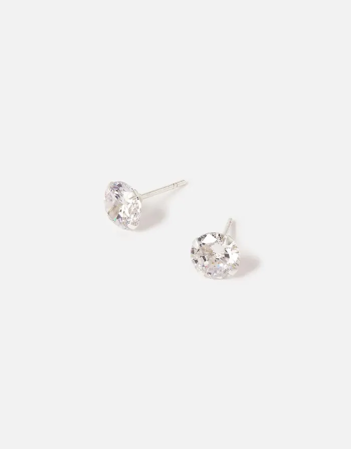 Accessorize Sterling Silver Medium Bling Stud Earrings Women Earrings