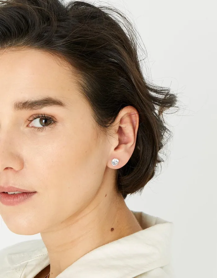 Accessorize Sterling Silver Medium Bling Stud Earrings Women Earrings