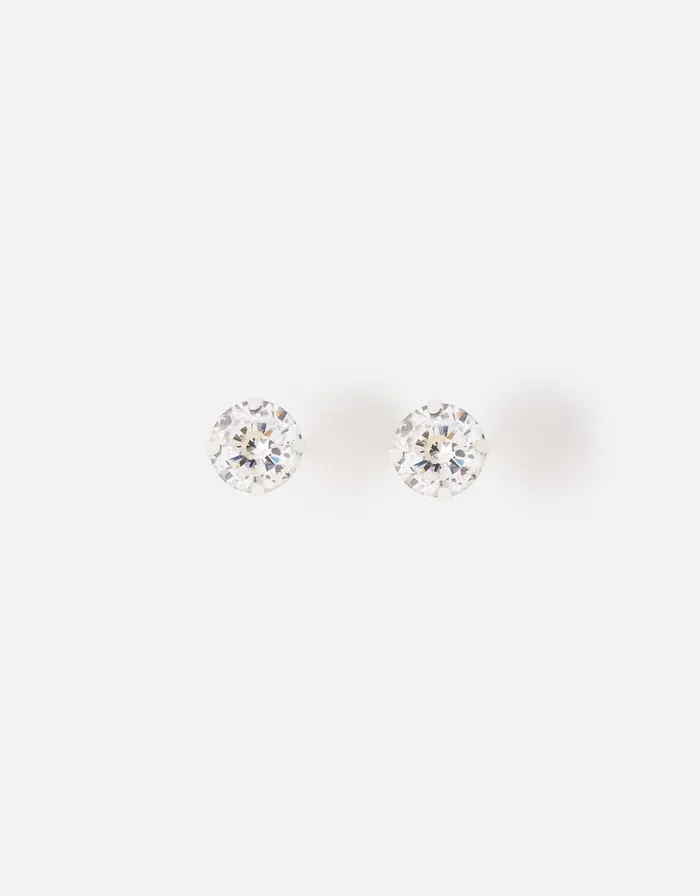 Accessorize Sterling Silver Medium Bling Stud Earrings Women Earrings