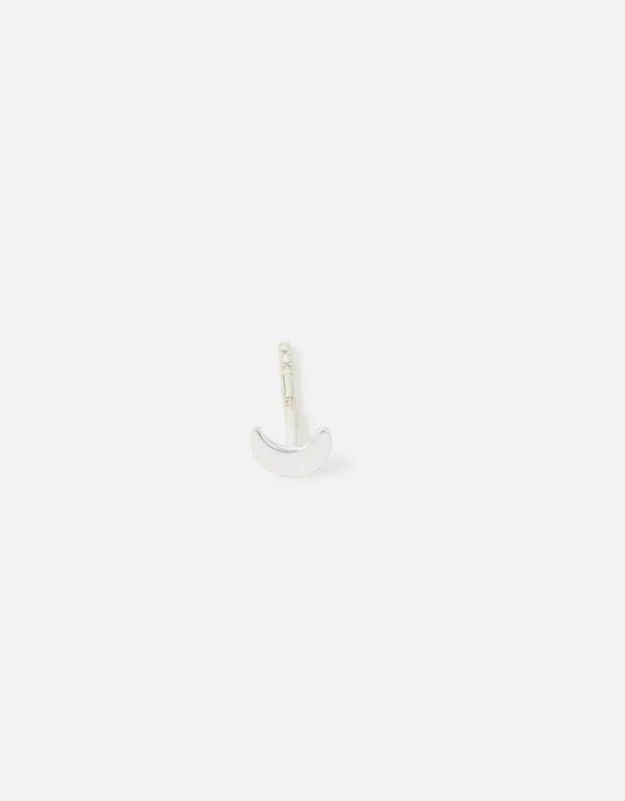 Accessorize Sterling Silver Moon Single Stud Earring Women Earrings