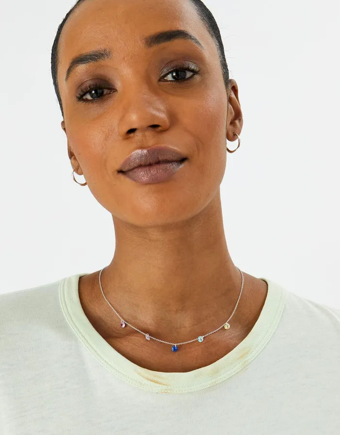 Accessorize Sterling Silver Pastel Droplets Necklace Women Necklaces