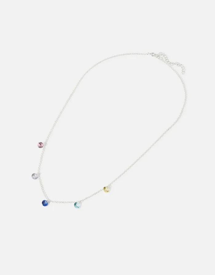 Accessorize Sterling Silver Pastel Droplets Necklace Women Necklaces