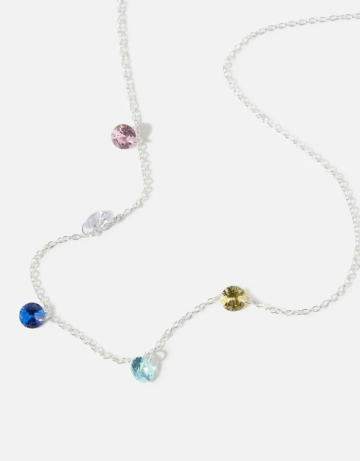 Accessorize Sterling Silver Pastel Droplets Necklace Women Necklaces