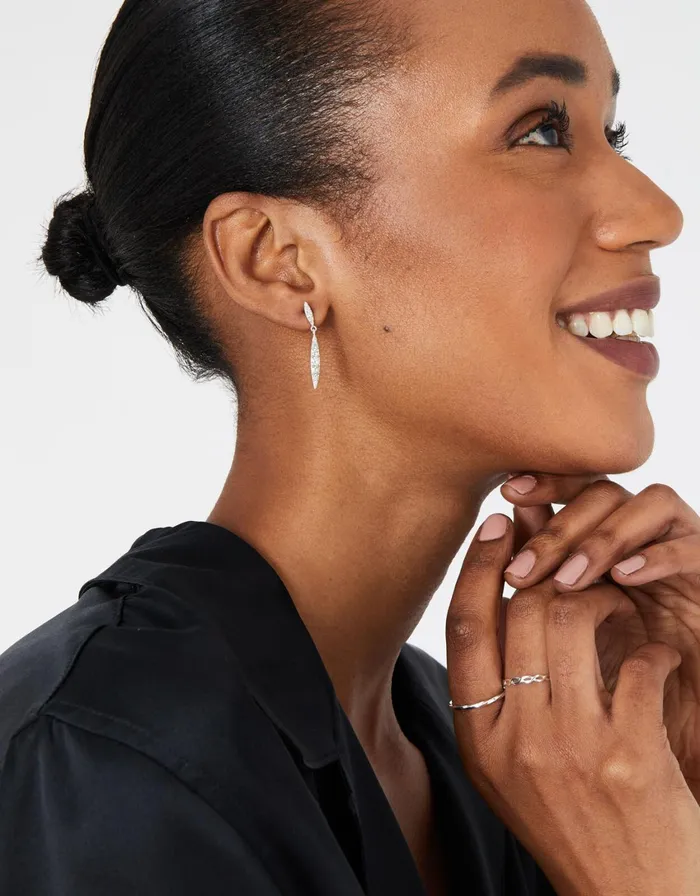 Accessorize Sterling Silver Pave Droplet Earrings Women Earrings