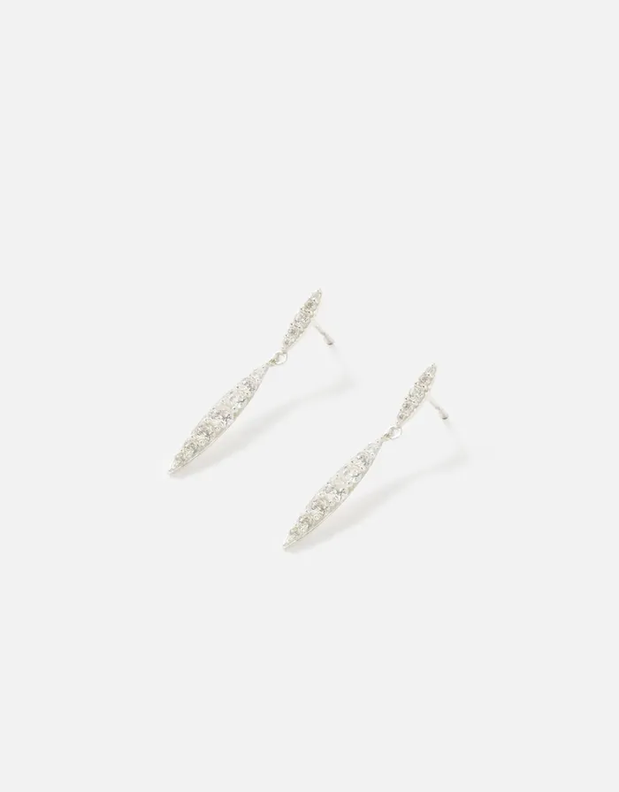 Accessorize Sterling Silver Pave Droplet Earrings Women Earrings